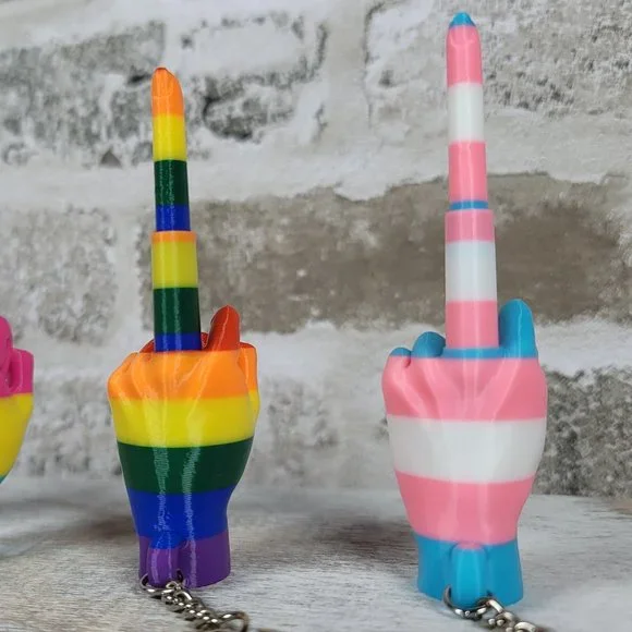 Collapsing Middle Finger Keychain | PRIDE EDITION | Sensory Toy | Fun Fidget Toy - Picture 3 of 4